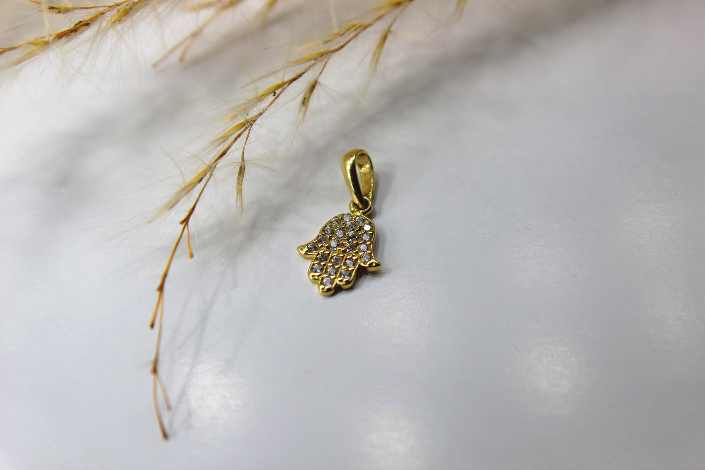 14k Hand der Fatima Gold-Anhänger aus 585 Gelbgold