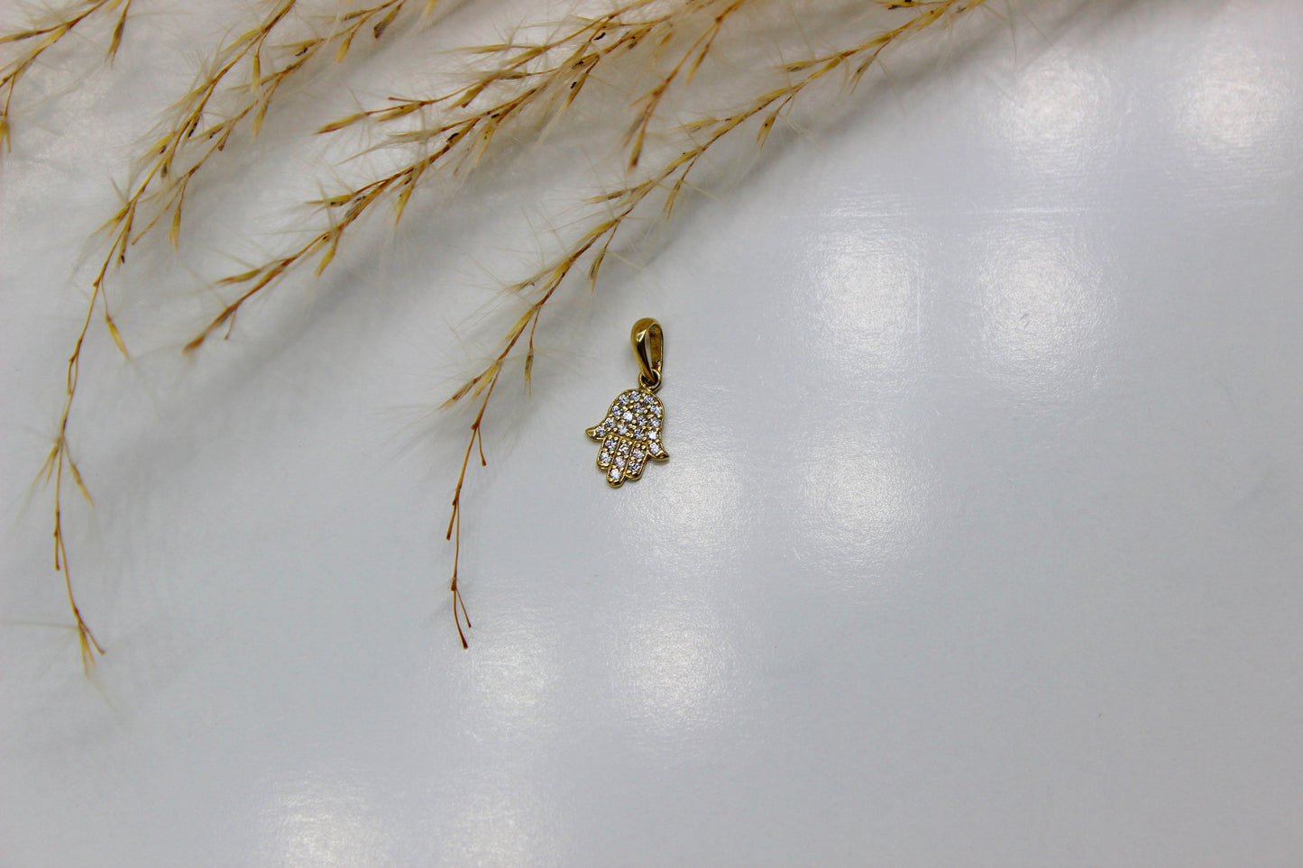 14k Hand der Fatima Gold-Anhänger aus 585 Gelbgold