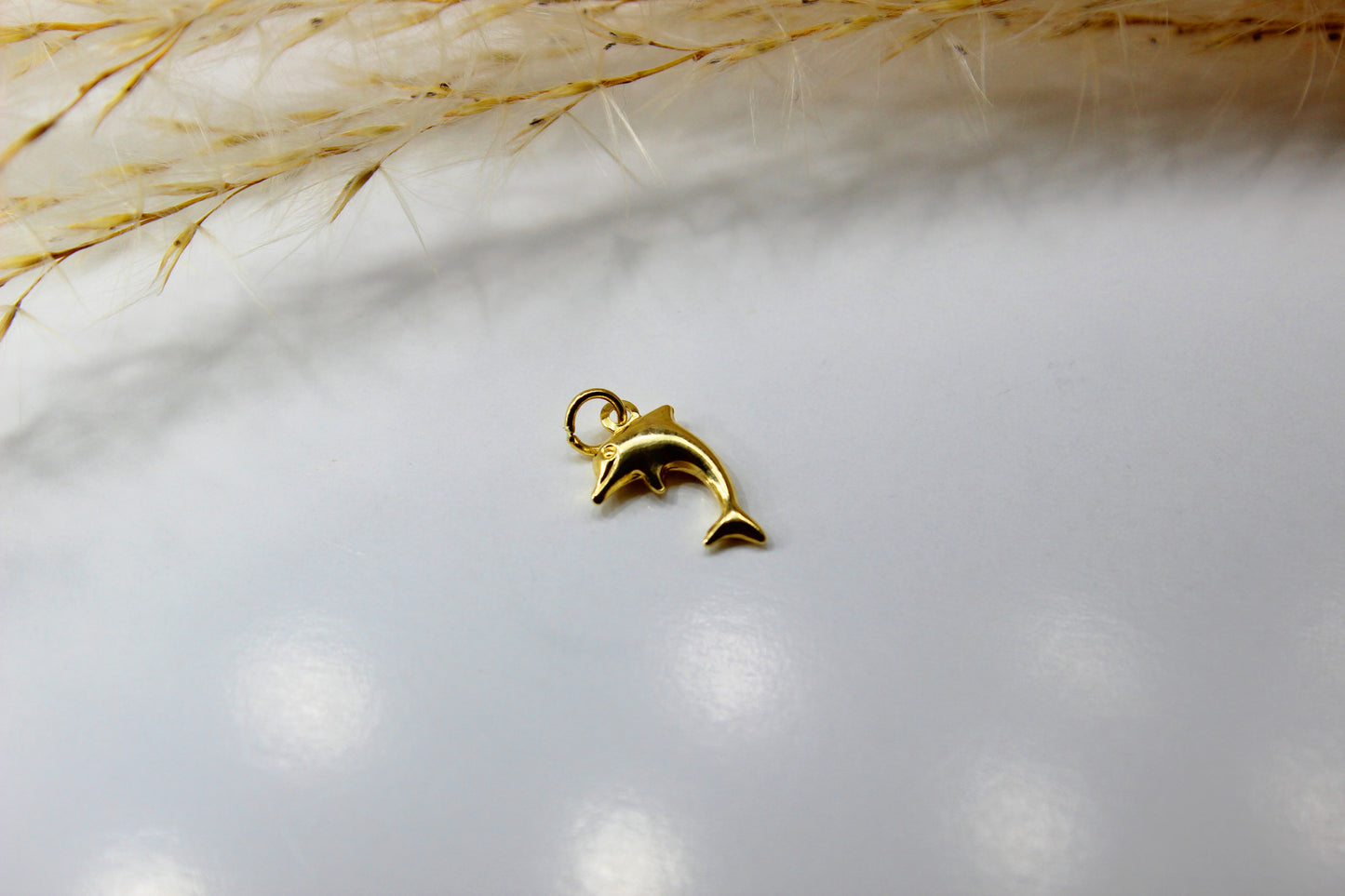 Delfin Gold-Anhänger aus 585 Gelbgold - Kette im Panzer-Stil