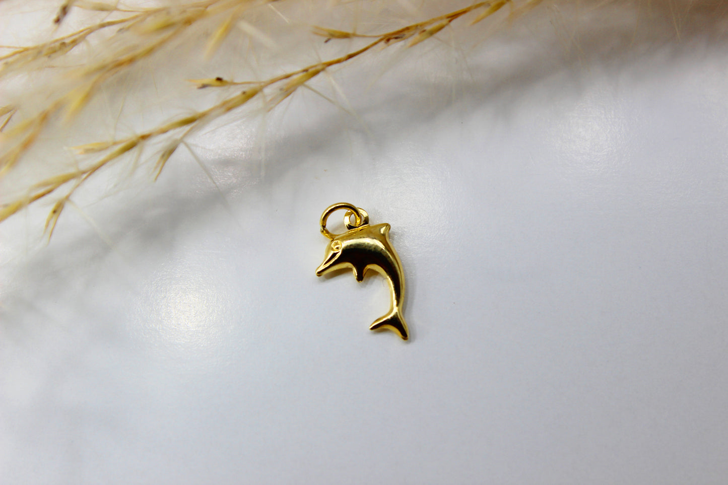 Delfin Gold-Anhänger aus 585 Gelbgold - Kette im Panzer-Stil