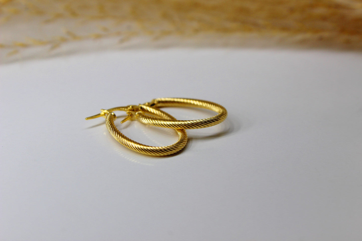 Ovale Kordel Creolen in 585 Gelbgold für Damen - Damen Gold Schmuck