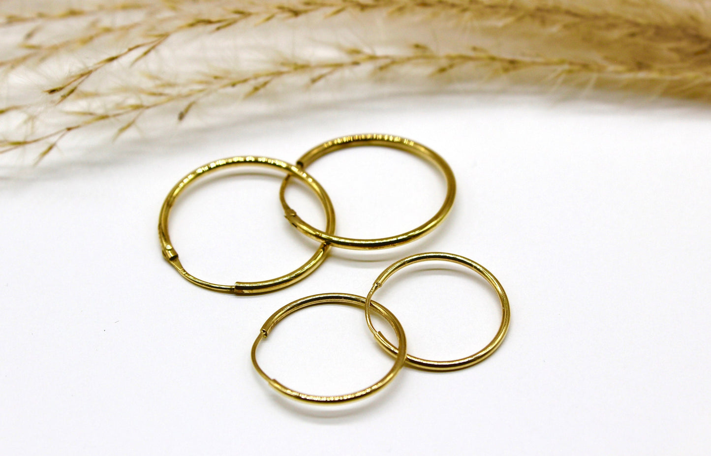 Schlichte & Abgerundete Creolen in 14K Gelbgold Fein