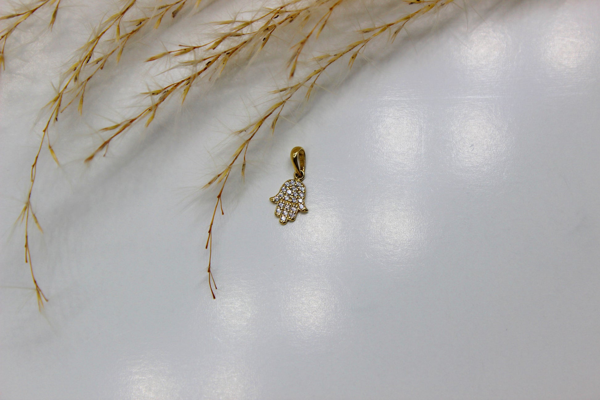 14k Hand der Fatima Gold-Anhänger aus 585 Gelbgold