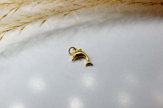 Delfin Gold-Anhänger aus 585 Gelbgold - Kette im Panzer-Stil