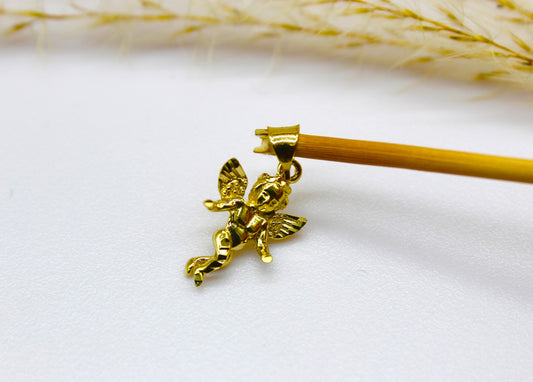 Engel Gold Anhänger 14K Gelbgold mit beweglicher Schlaufe