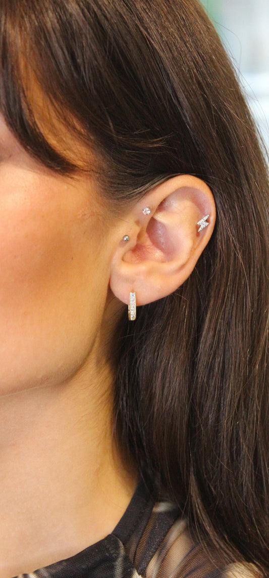 Hoop earrings in 585 yellow gold with zirconia stone / horseshoe shape / different stone colors