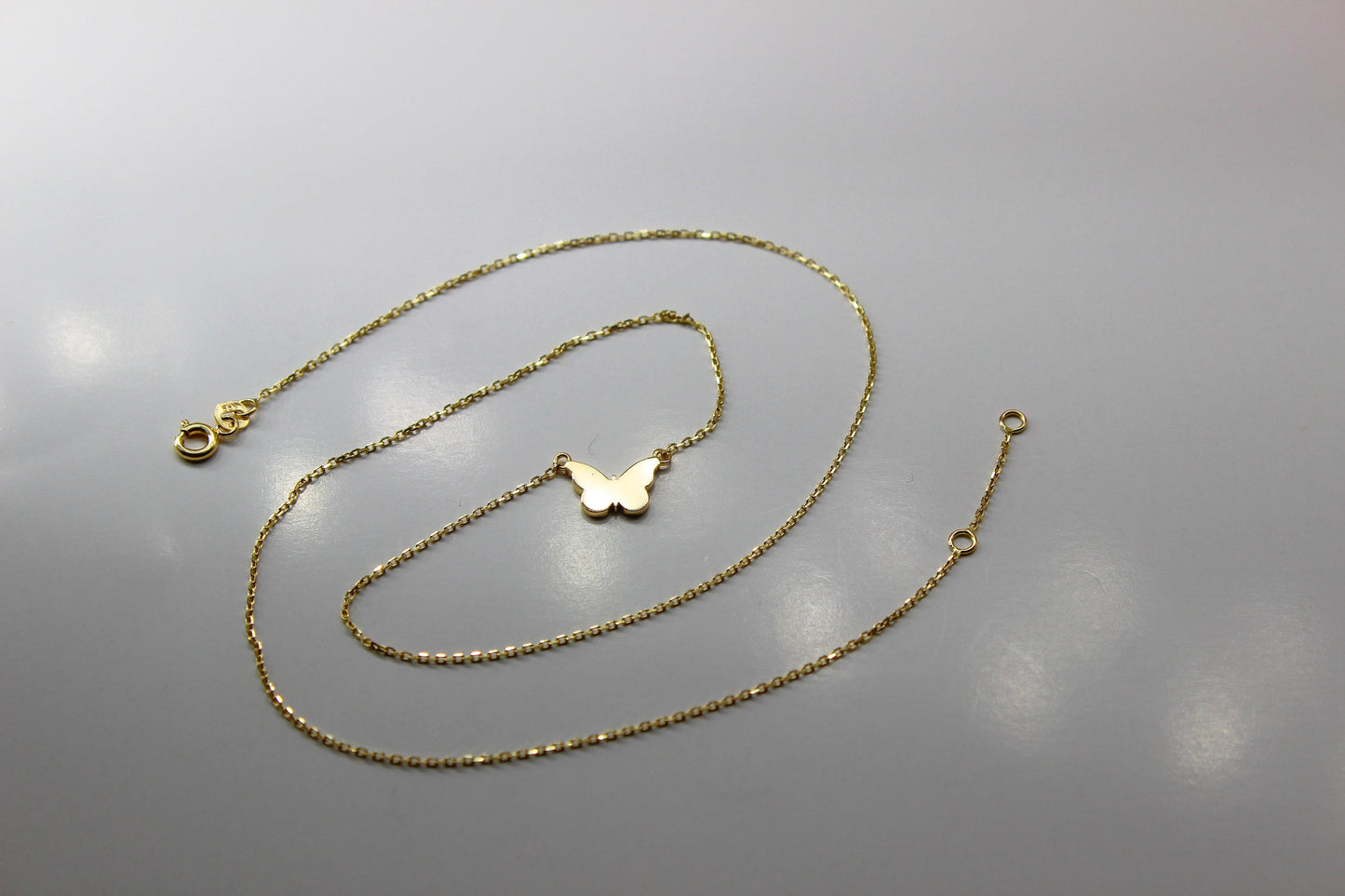 14K Gold Schmetterling Anker Kette in 585 Gelbgold im schlichten Design