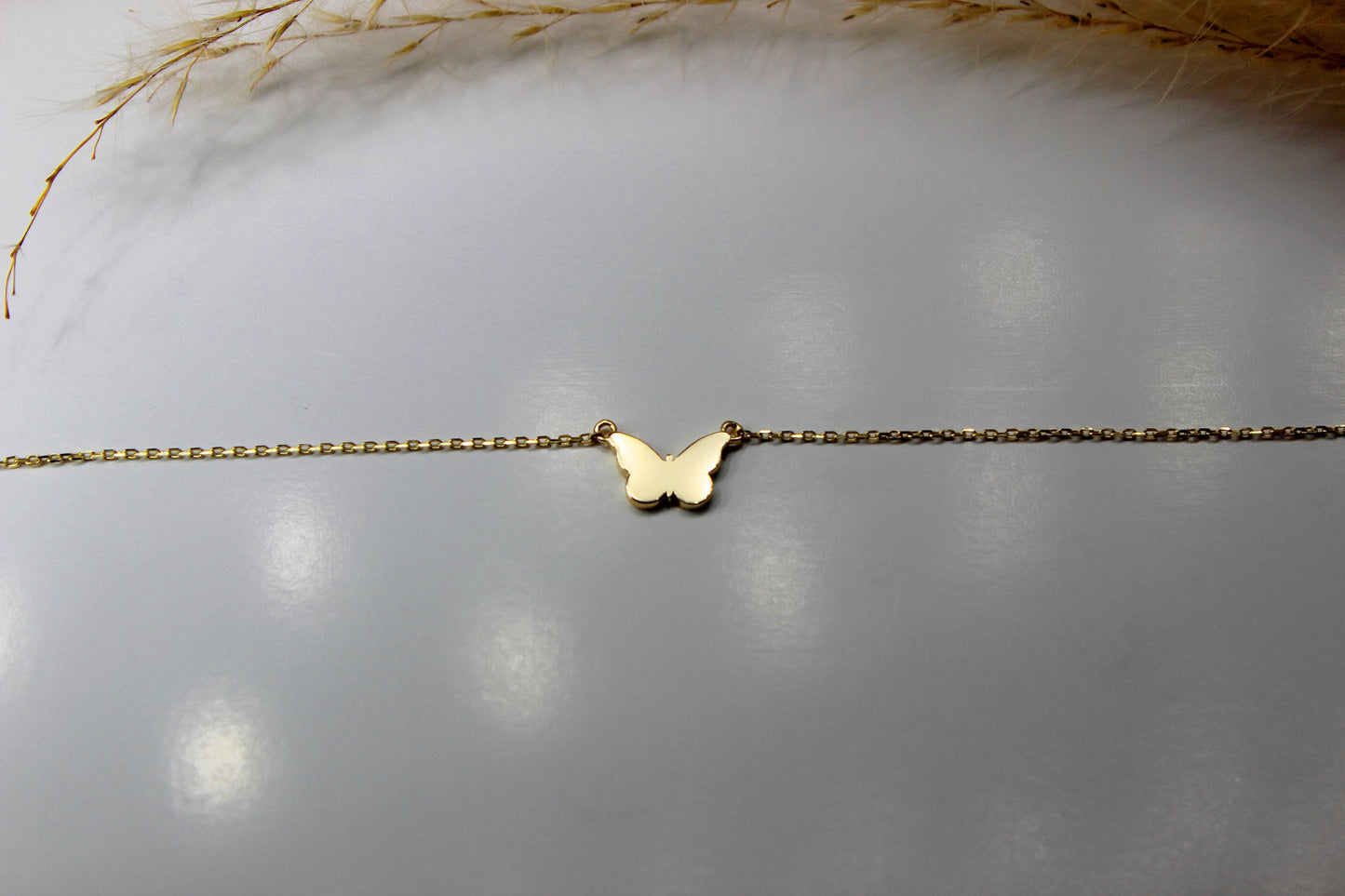 14K Gold Schmetterling Anker Kette in 585 Gelbgold im schlichten Design