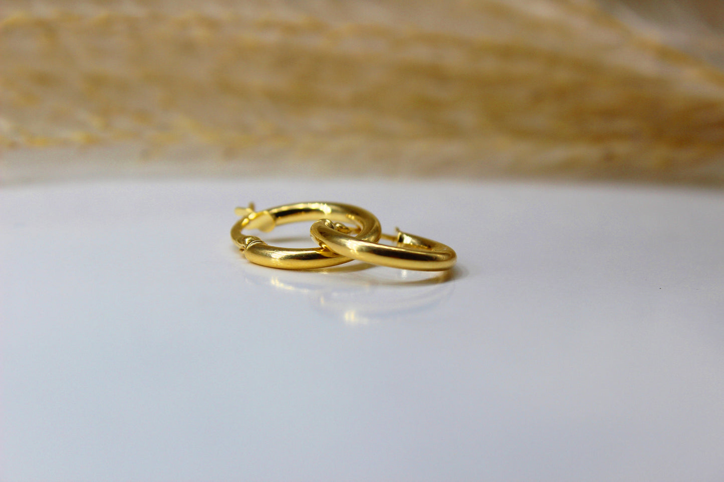 Schlichte Runde Creolen aus 585 Gelbgold