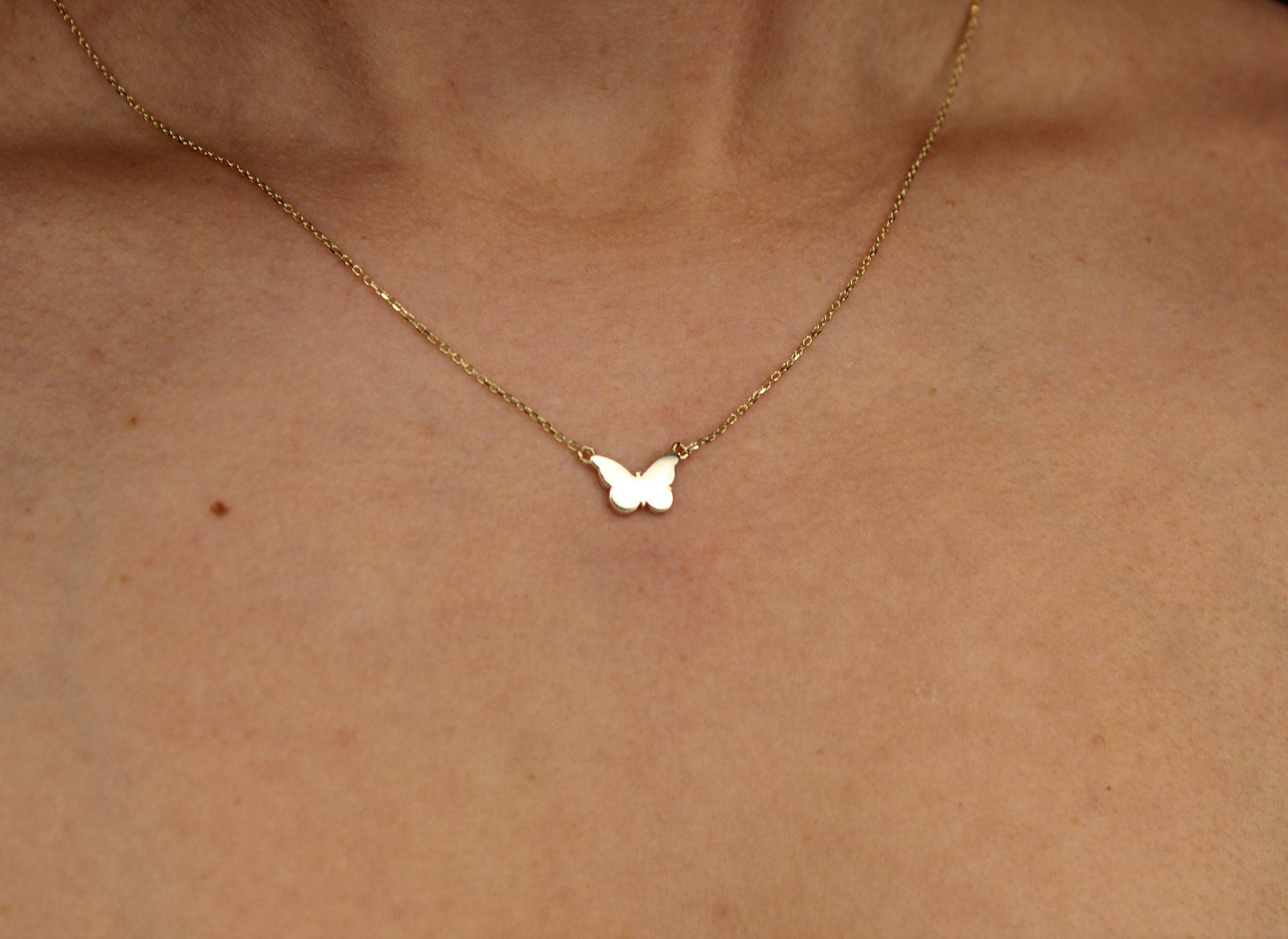 14K Gold Schmetterling Anker Kette in 585 Gelbgold im schlichten Design
