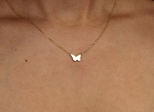 14K Gold Schmetterling Anker Kette in 585 Gelbgold im schlichten Design