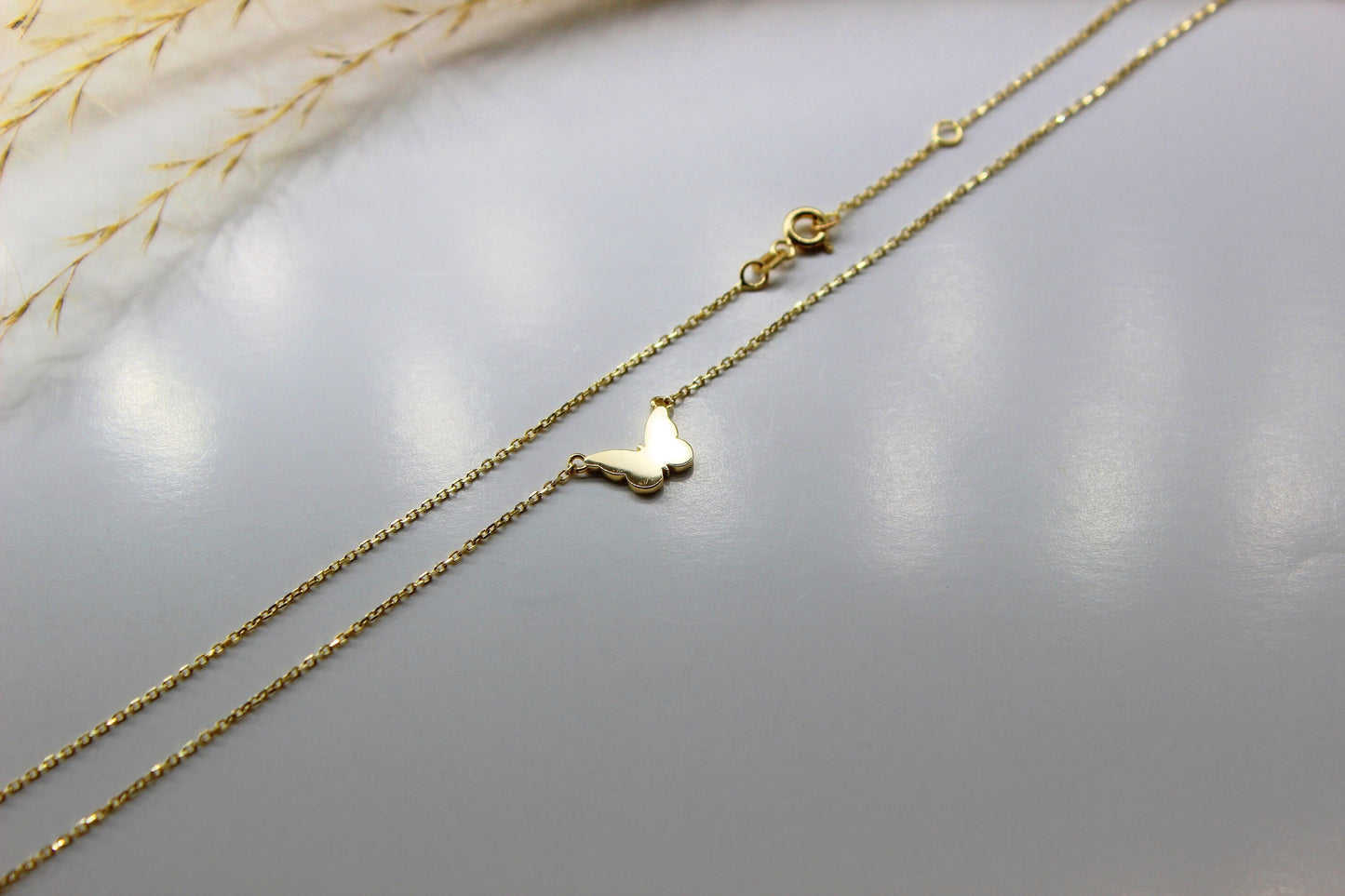 14K Gold Schmetterling Anker Kette in 585 Gelbgold im schlichten Design