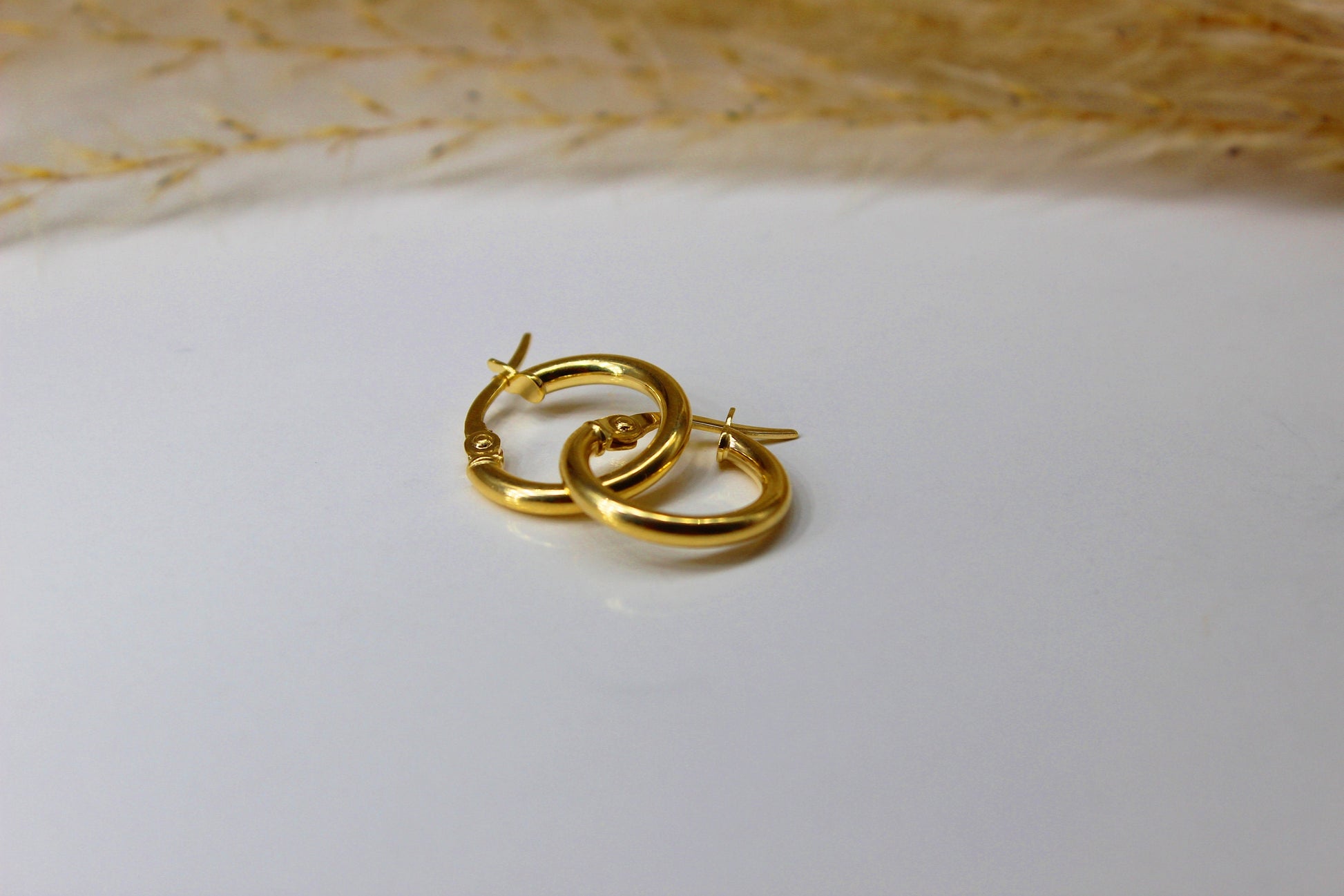 Schlichte Runde Creolen aus 585 Gelbgold