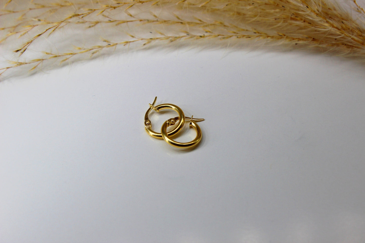 Schlichte Runde Creolen aus 585 Gelbgold