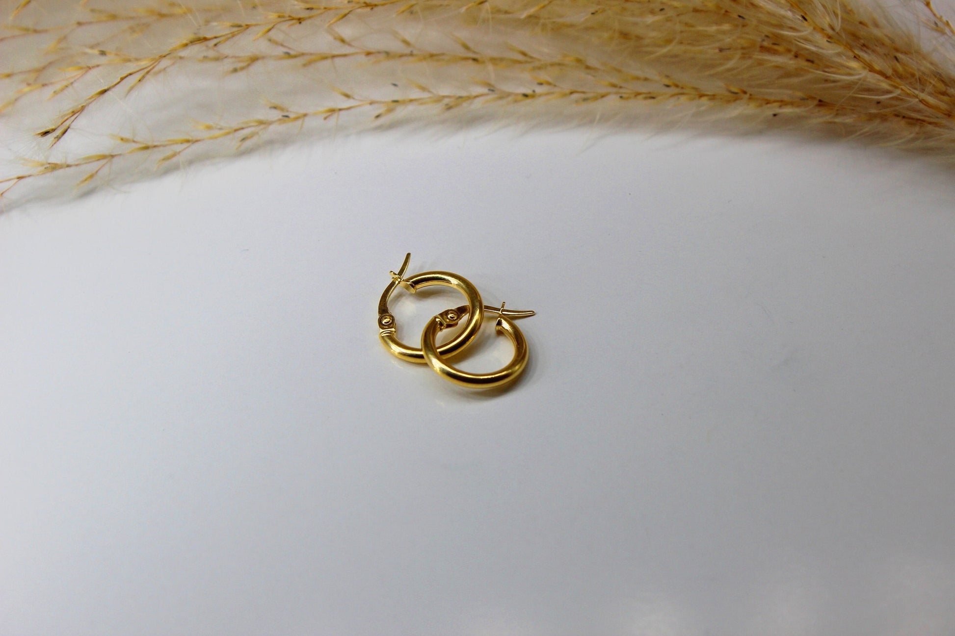 Schlichte Runde Creolen aus 585 Gelbgold
