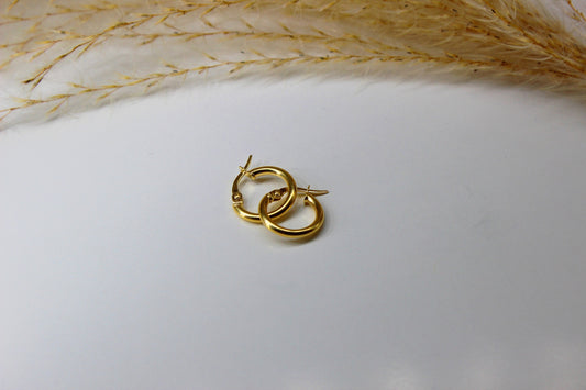 Schlichte Runde Creolen aus 585 Gelbgold