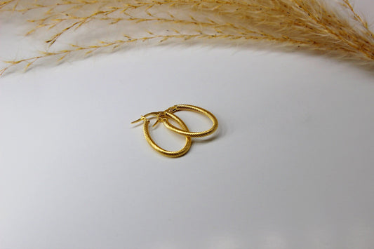 Ovale Kordel Creolen in 585 Gelbgold für Damen - Damen Gold Schmuck