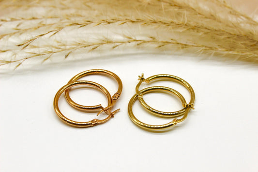 Schlichte & Abgerundete Creolen in 14K Gelbgold oder Rotgold