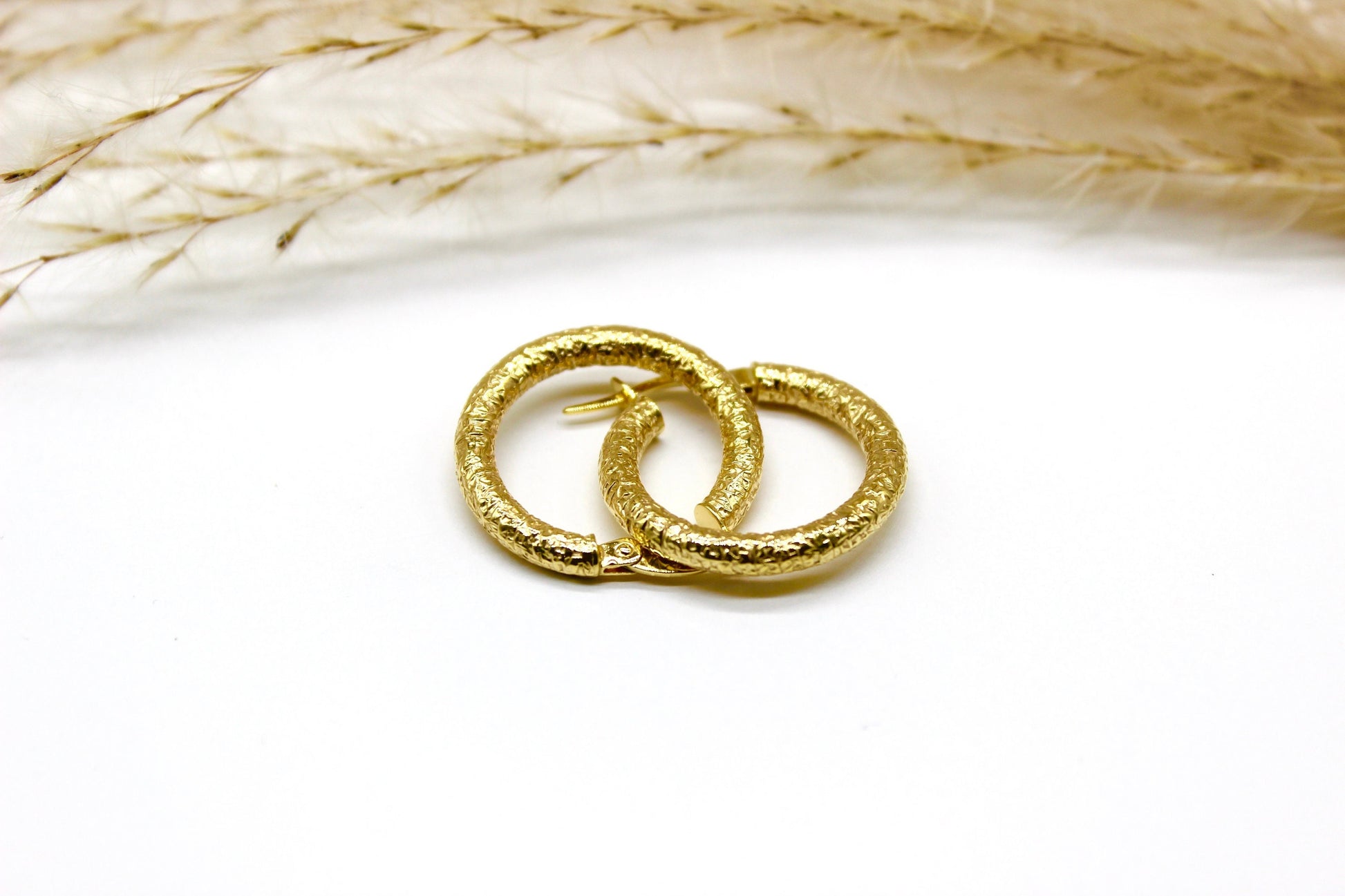 Schlichte Abgerundete Creolen in Gelbgold 14K im Nugget Design