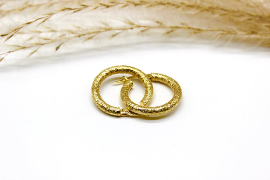 Schlichte Abgerundete Creolen in Gelbgold 14K im Nugget Design