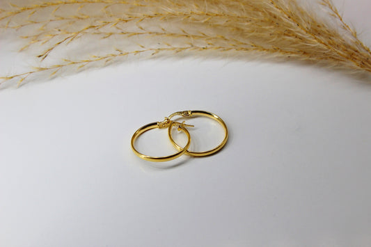 Schlichte Abgerundete Creolen aus 585 Gelbgold