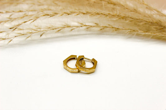 Eckige Creolen in 14K Gelbgold mit flachem Profil