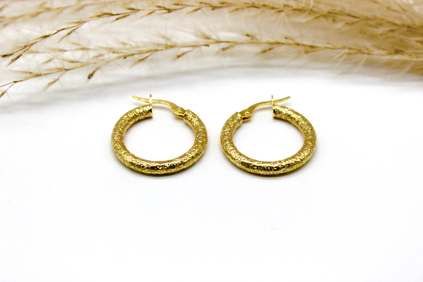 Schlichte Abgerundete Creolen in Gelbgold 14K im Nugget Design
