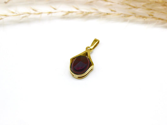 Vintage 8K Gold Anhänger mit Solitär Granat Edelstein